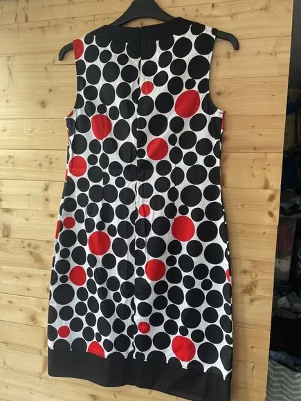 Libra Women’s Black White & Red Dress Knee Length UK Size 12 VGC - Picture 7 of 10
